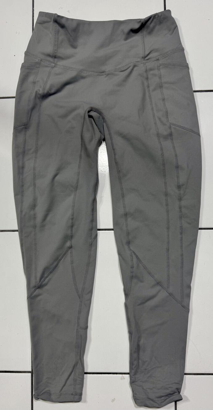 Athletic Leggings Pants Womens Medium Gray High Rise Pocket Yoga Running